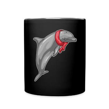Dolphin scarf - Full Colour Mug - black - Front