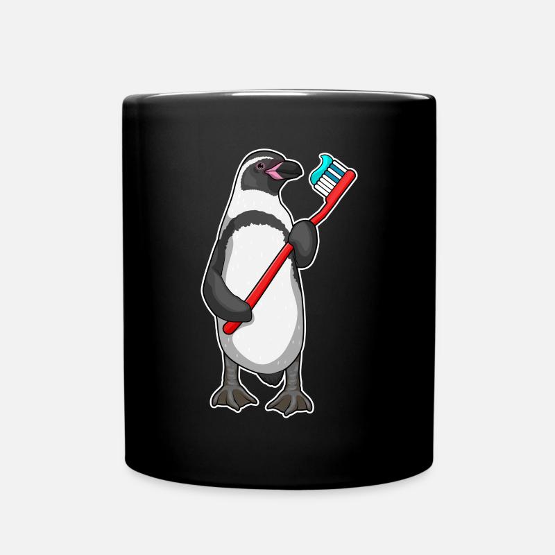 Pinguin Zahnbürste - Tasse einfarbig - Schwarz