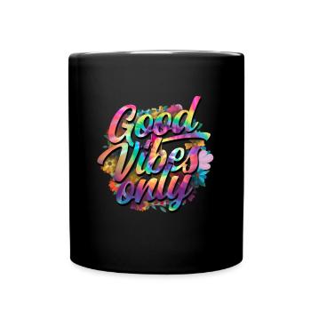 Hippie Peace Groovy Flowerpower Boho Woodstock - Full Colour Mug - black - Front