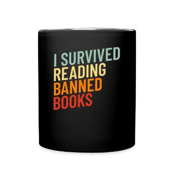 Ich �berlebte das Lesen verbotene B�cher Retro ver - Tasse einfarbig - Schwarz - Vorne