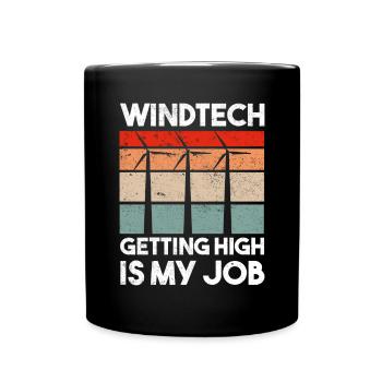 Windturbinentechniker Windpark Windkraft - Tasse einfarbig - Schwarz - Vorne