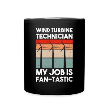 Windturbinentechniker Windpark Windkraft - Tasse einfarbig - Schwarz - Vorne