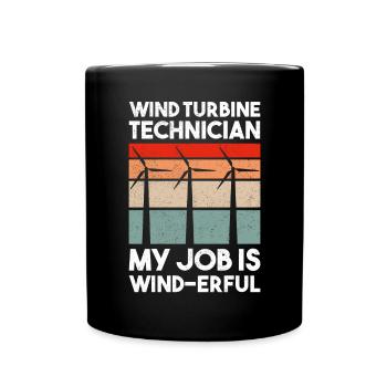 Windturbinentechniker Windpark Windkraft - Tasse einfarbig - Schwarz - Vorne