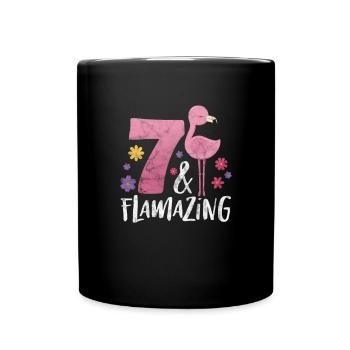 7th birthday Flamingo - Full Colour Mug - black - Front