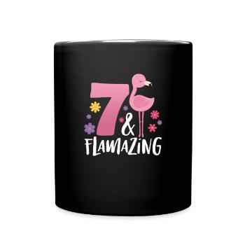 7ème anniversaire Flamingo 7 ans cadeau - Mug uni - noir - Devant