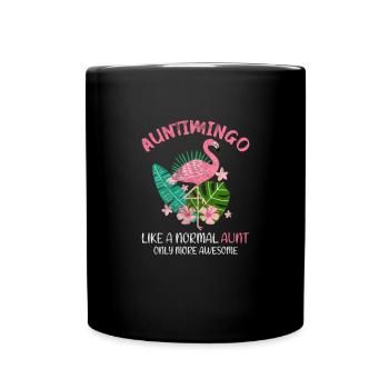 Tante flamant rose - Mug uni - noir - Devant