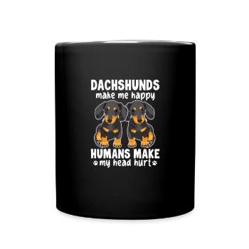 Dackel Hund Hunde Dachshund Teckel Geschenk - Tasse einfarbig - Schwarz - Vorne