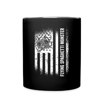 Fliegendes Spaghettimonster US-Flagge Pastafari - Tasse einfarbig - Schwarz - Vorne