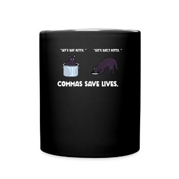 La ponctuation sauve des vies I Drôle de grammaire anglaise - Mug uni - noir - Devant
