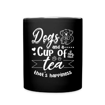 Dog Lover Dog Owner - Des chiens et une tasse de thé - Mug uni - noir - Devant