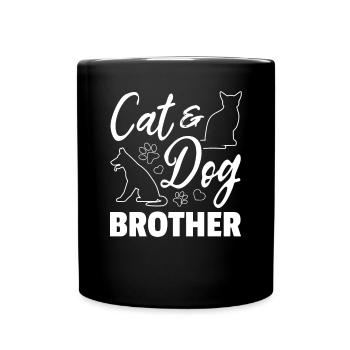 Dog and Cat Brother Dog Brother Dog Lover Cat & Do - Full Colour Mug - black - Front