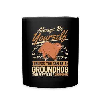 Murmeltier Groundhog Marmot Waldmurmeltier - Tasse einfarbig - Schwarz - Vorne