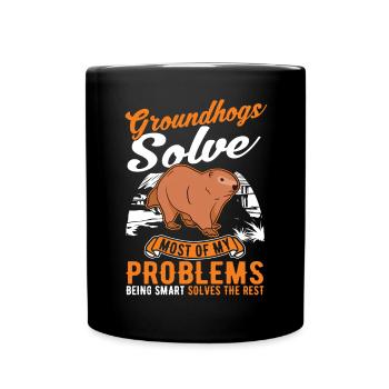 Murmeltier Groundhog Day Waldmurmeltier - Tasse einfarbig - Schwarz - Vorne