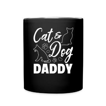 Cat & Dog Dad - Dog Cat Daddy Dog Daddy Dog Lover - Full Colour Mug - black - Front