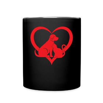 Dog and Cat Lover Dog Lover - Cat & Dog Heart - Tasse einfarbig - Schwarz - Vorne