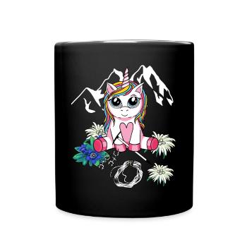Alpen Einhorn Bergsteiger Bergsport Kind abseilen - Tasse einfarbig - Schwarz - Vorne