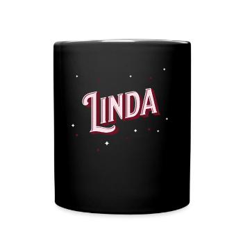 Linda Namen personalisiert - Tasse einfarbig - Schwarz - Vorne
