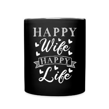 Femme heureuse Vie heureuse Relation petit ami Mari - Mug uni - noir - Devant