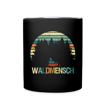 Waldmensch Naturbursche Wandern Natur Outdoor Wald - Tasse einfarbig - Schwarz - Vorne