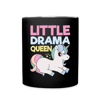 Little Drama Queen Einhorn Zicke Spruch - Tasse einfarbig - Schwarz - Vorne