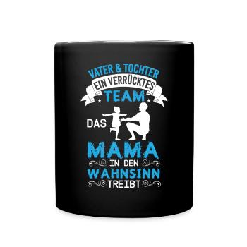 Vater und Tochter Partnerlook Papa Vatertag - Tasse einfarbig - Schwarz - Vorne