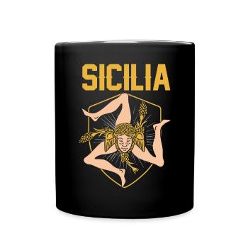 Sizilien flagge Sizilien Palermo Italien - Tasse einfarbig - Schwarz - Vorne