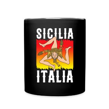 Sizilien flagge Sizilien Palermo Italien - Tasse einfarbig - Schwarz - Vorne