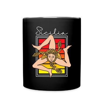 Sizilien flagge Sizilien Palermo Italien - Tasse einfarbig - Schwarz - Vorne