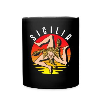 Sizilien flagge Sizilien Palermo Italien - Tasse einfarbig - Schwarz - Vorne