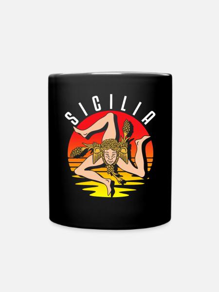 Sicily flag Sicily Palermo Italy - Full Colour Mug - black