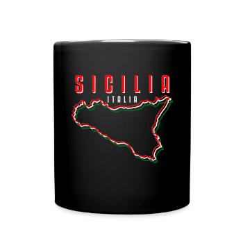 Sizilien flagge Sizilien Palermo Italien - Tasse einfarbig - Schwarz - Vorne