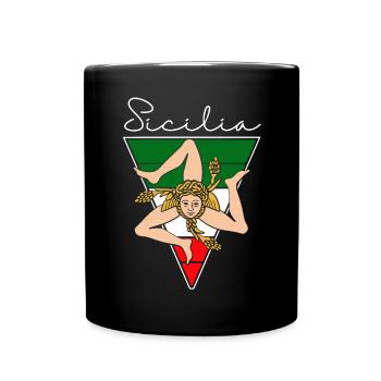 Sizilien flagge Sizilien Palermo Italien - Tasse einfarbig - Schwarz - Vorne