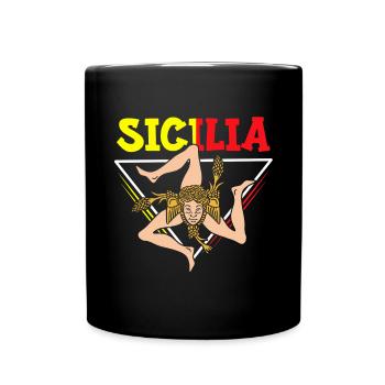 Sizilien flagge Sizilien Palermo Italien - Tasse einfarbig - Schwarz - Vorne