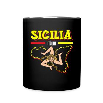 Sizilien flagge Sizilien Palermo Italien - Tasse einfarbig - Schwarz - Vorne