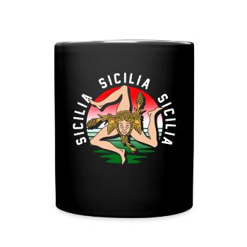 Sizilien flagge Sizilien Palermo Italien - Tasse einfarbig - Schwarz - Vorne