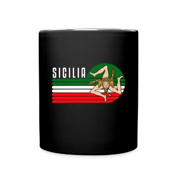 Sizilien flagge Sizilien Palermo Italien - Tasse einfarbig - Schwarz - Vorne