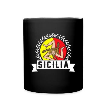 Sizilien flagge Sizilien Palermo Italien - Tasse einfarbig - Schwarz - Vorne