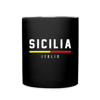 Sizilien flagge Sizilien Palermo Italien - Tasse einfarbig - Schwarz - Vorne