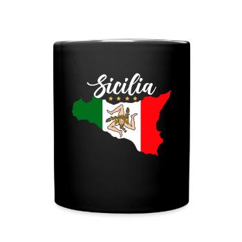 Sizilien flagge Sizilien Palermo Italien - Tasse einfarbig - Schwarz - Vorne