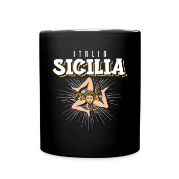 Sizilien flagge Sizilien Palermo Italien - Tasse einfarbig - Schwarz - Vorne