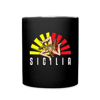 Sizilien flagge Sizilien Palermo Italien - Tasse einfarbig - Schwarz - Vorne