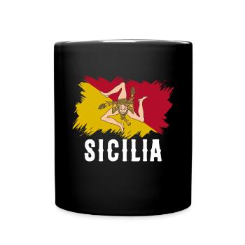 Sizilien flagge Sizilien Palermo Italien - Tasse einfarbig - Schwarz - Vorne