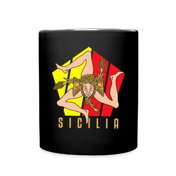 Sizilien flagge Sizilien Palermo Italien - Tasse einfarbig - Schwarz - Vorne