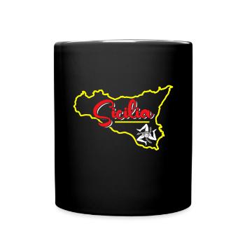 Sizilien flagge Sizilien Palermo Italien - Tasse einfarbig - Schwarz - Vorne