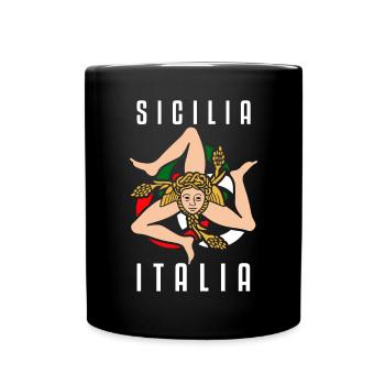 Sizilien flagge Sizilien Palermo Italien - Tasse einfarbig - Schwarz - Vorne