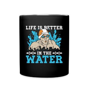 Schimmer Schwimmen La vie est meilleure dans l’eau - Mug uni - noir - Devant