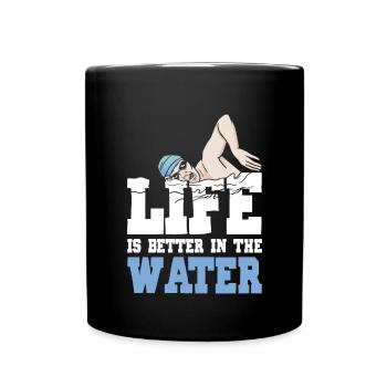 Schimmer Schwimmen La vie est meilleure dans l’eau - Mug uni - noir - Devant