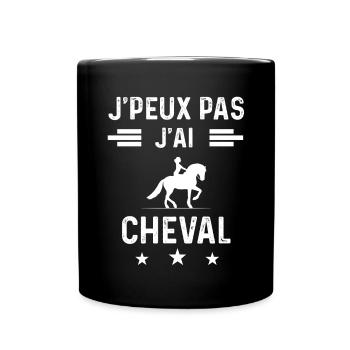 je peux pas j'ai cheval femme cadeau - Mug uni - noir - Devant