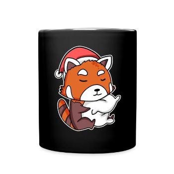 Roter Panda Weihnachten Schlafen Schlaf - Tasse einfarbig - Schwarz - Vorne