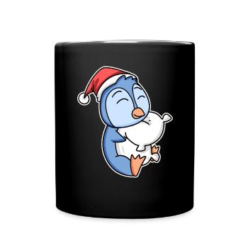 Pinguin Weihnachten Schlafen Schlaf Ausschlafen - Tasse einfarbig - Schwarz - Vorne